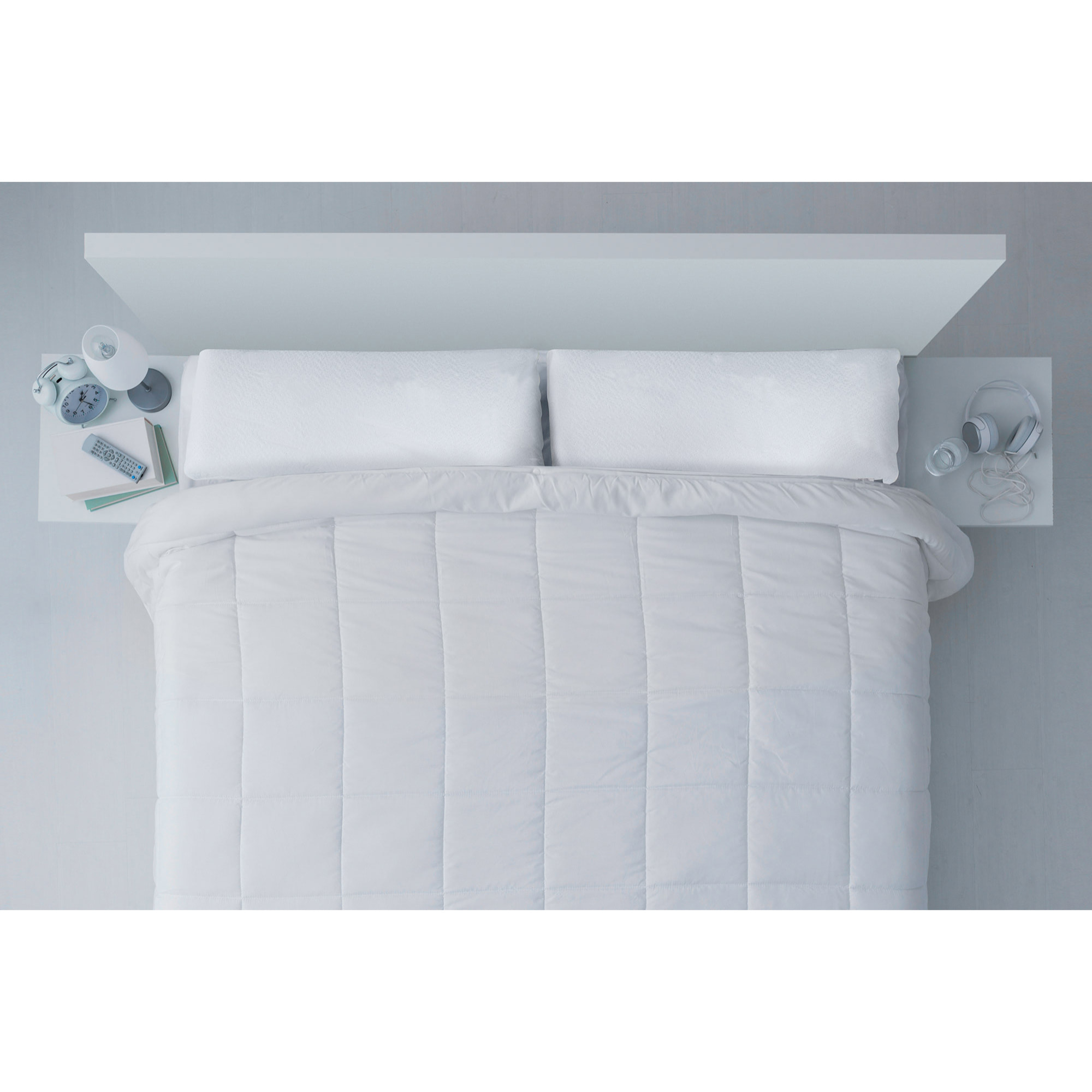 Pack De Base Tapizada Beige + Colchón viscoelástico Con 1 Almohada Nordic