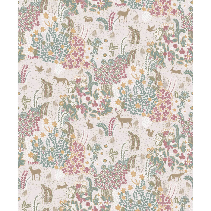Papier peint prairie florale animaux champêtres