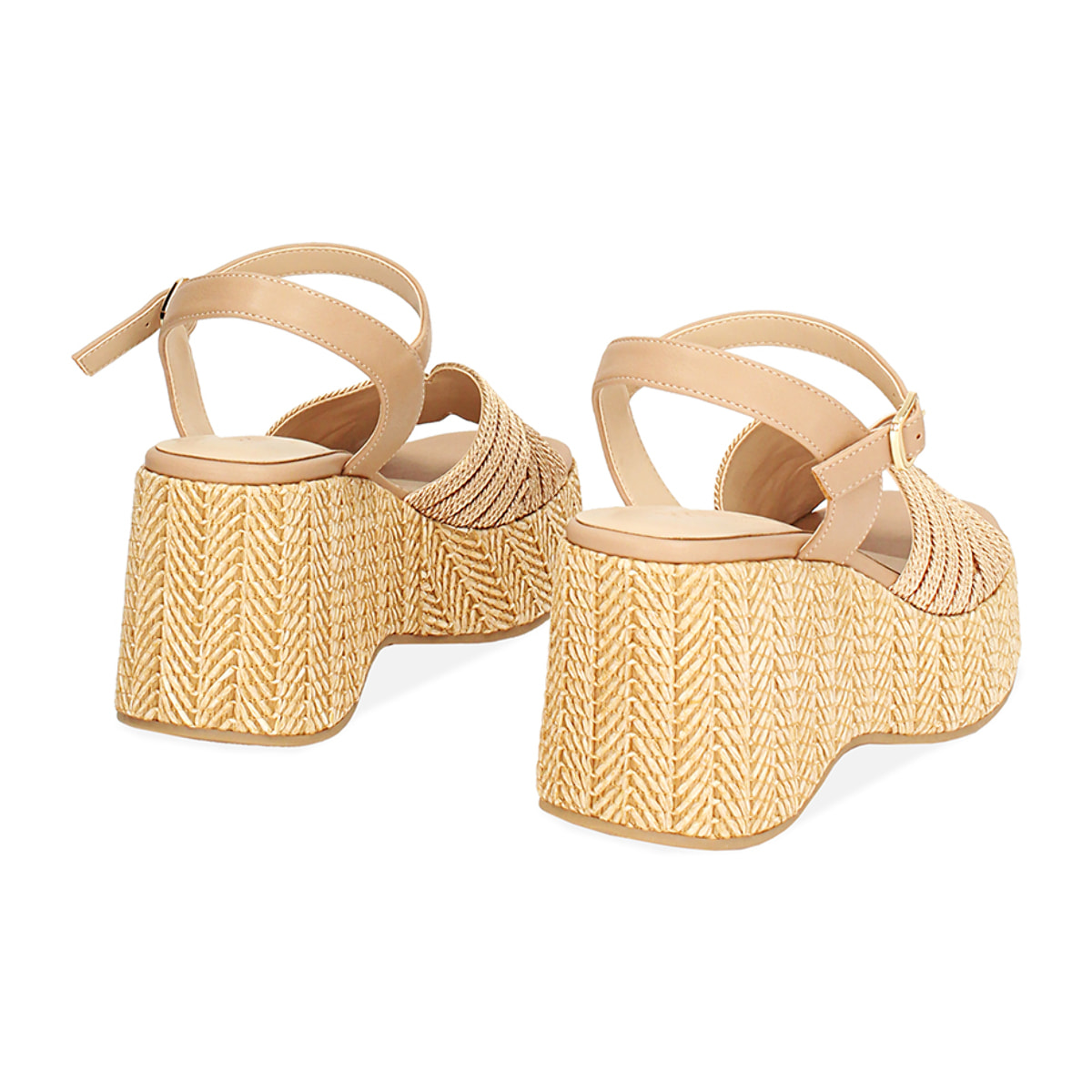 Zeppe donna oro in raffia