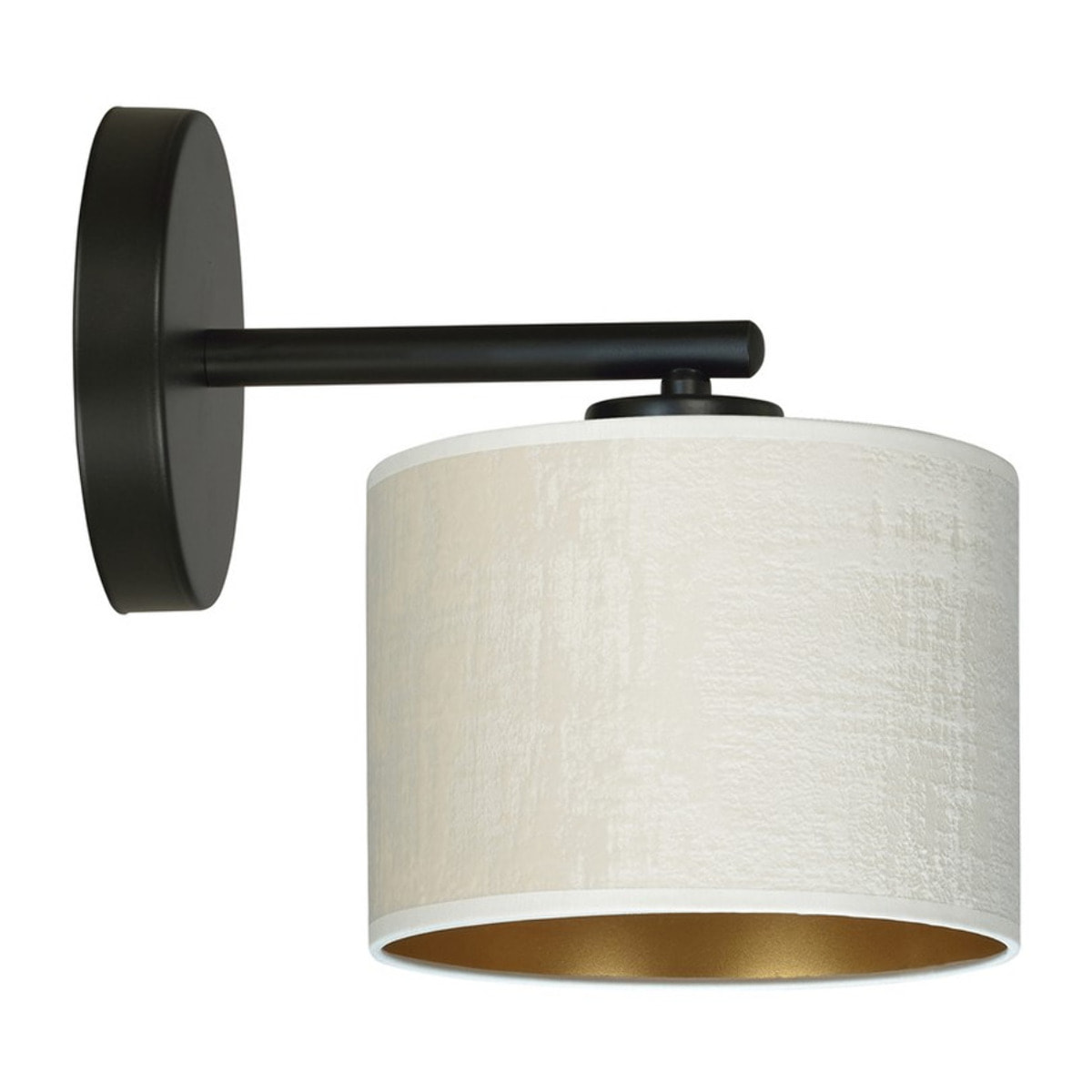Applique Hilde in acciaio nero con paralume bianco