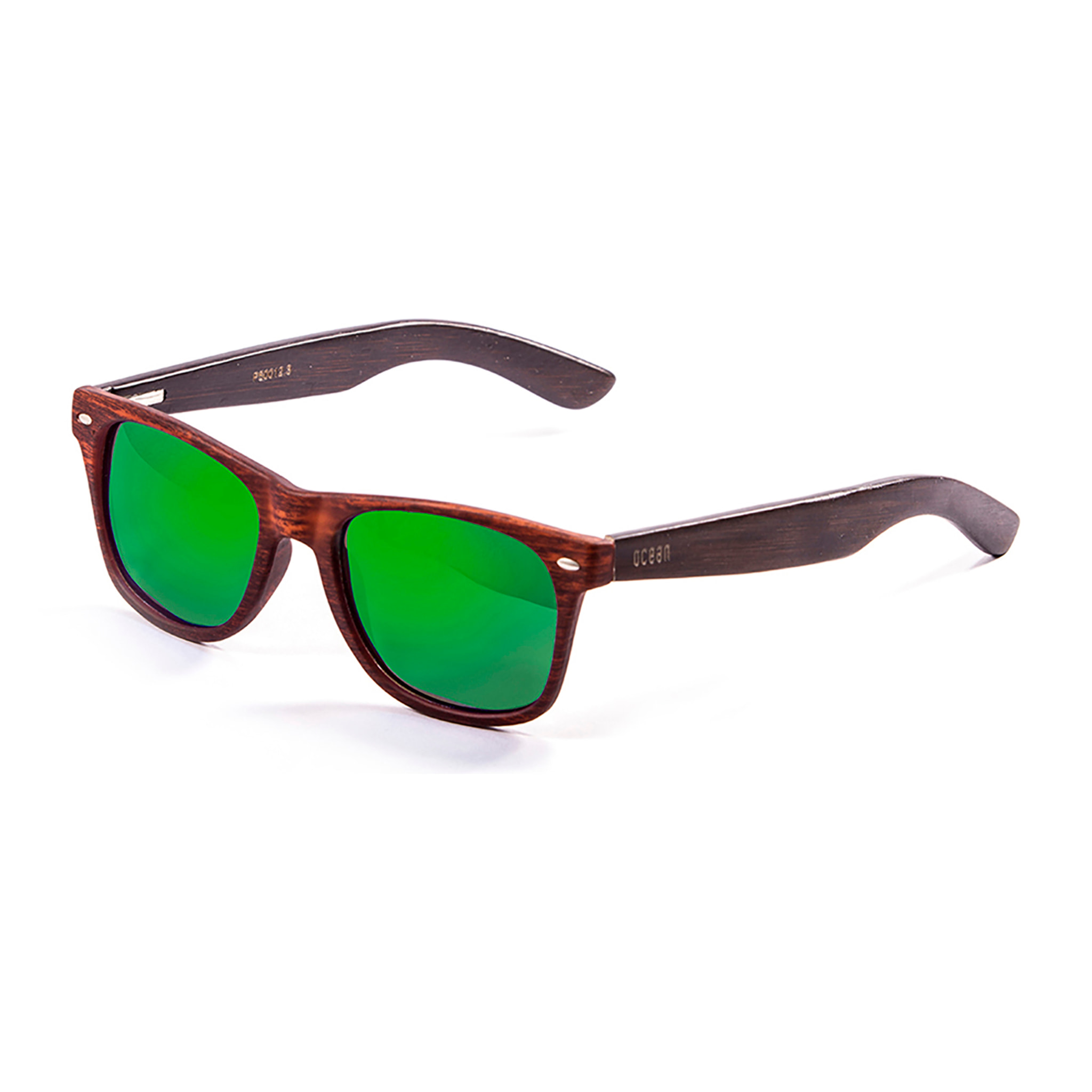 Gafas de sol OCEAN BEACH WOOD - De brazo marrón bambú con frente marrón oscuro / Revo verde