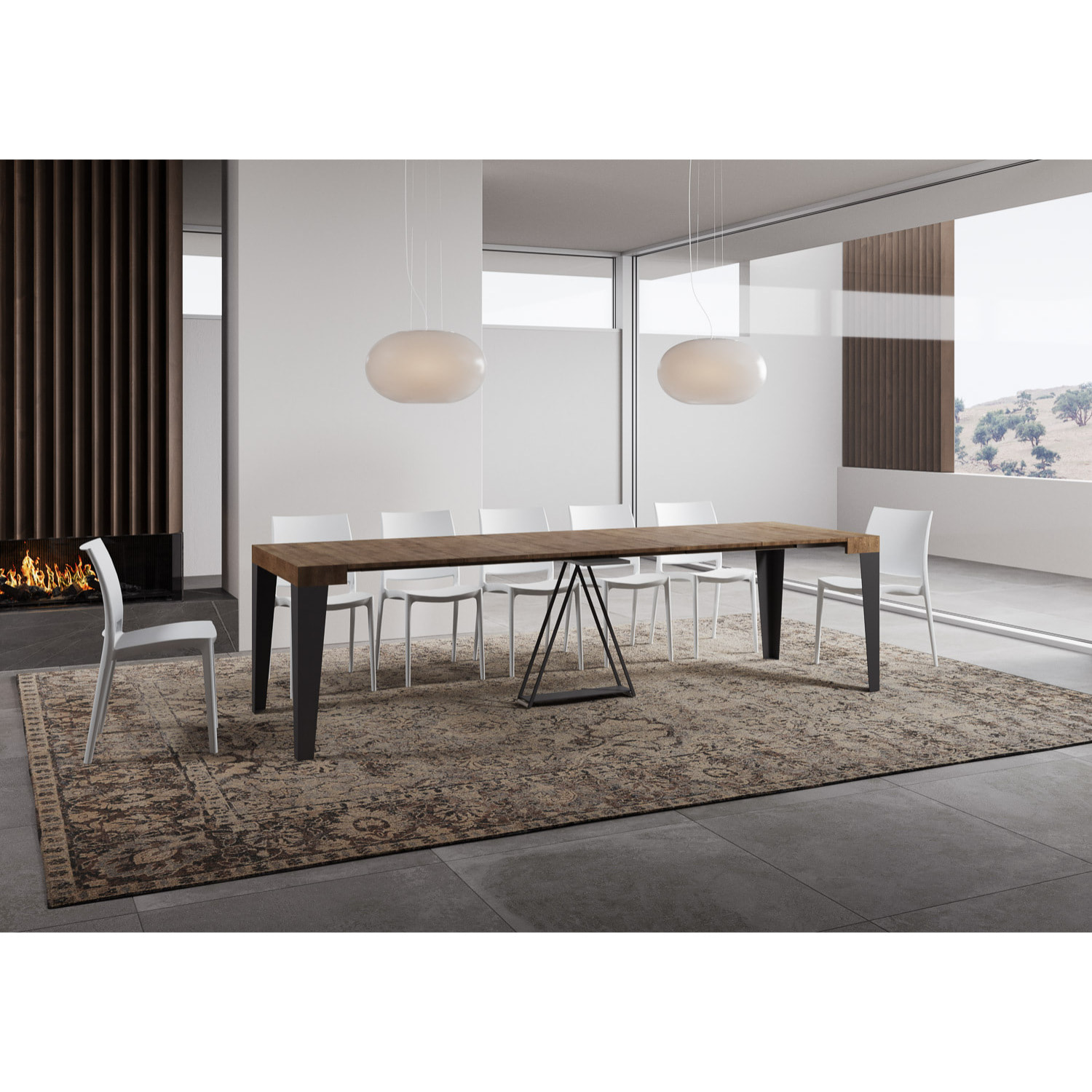 Consola extensible 90x40/300 cm Algo nogal estructura antracita