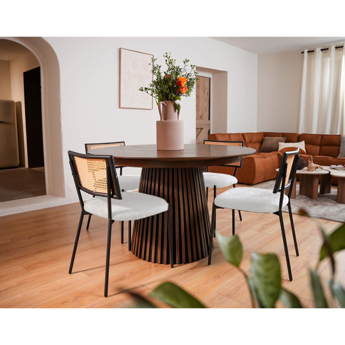 Luciano - lot de 2 chaises cannage - en tissu bouclette - Beige