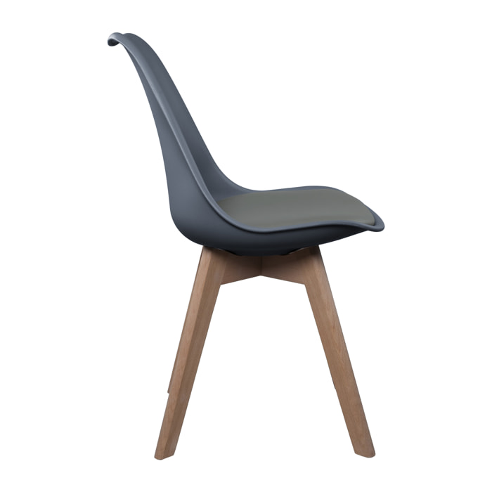 Chaise Scandinave Coque Rembourree Gris - Lot De 4