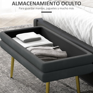 Baúl de Almacenaje para Dormitorio 30L Puff Almacenaje Tapizado en Terciopelo Banco de Almacenaje Desmontable con Patas de Acero para Entrada Salón 79,5x37,5x43 cm Gris Oscuro
