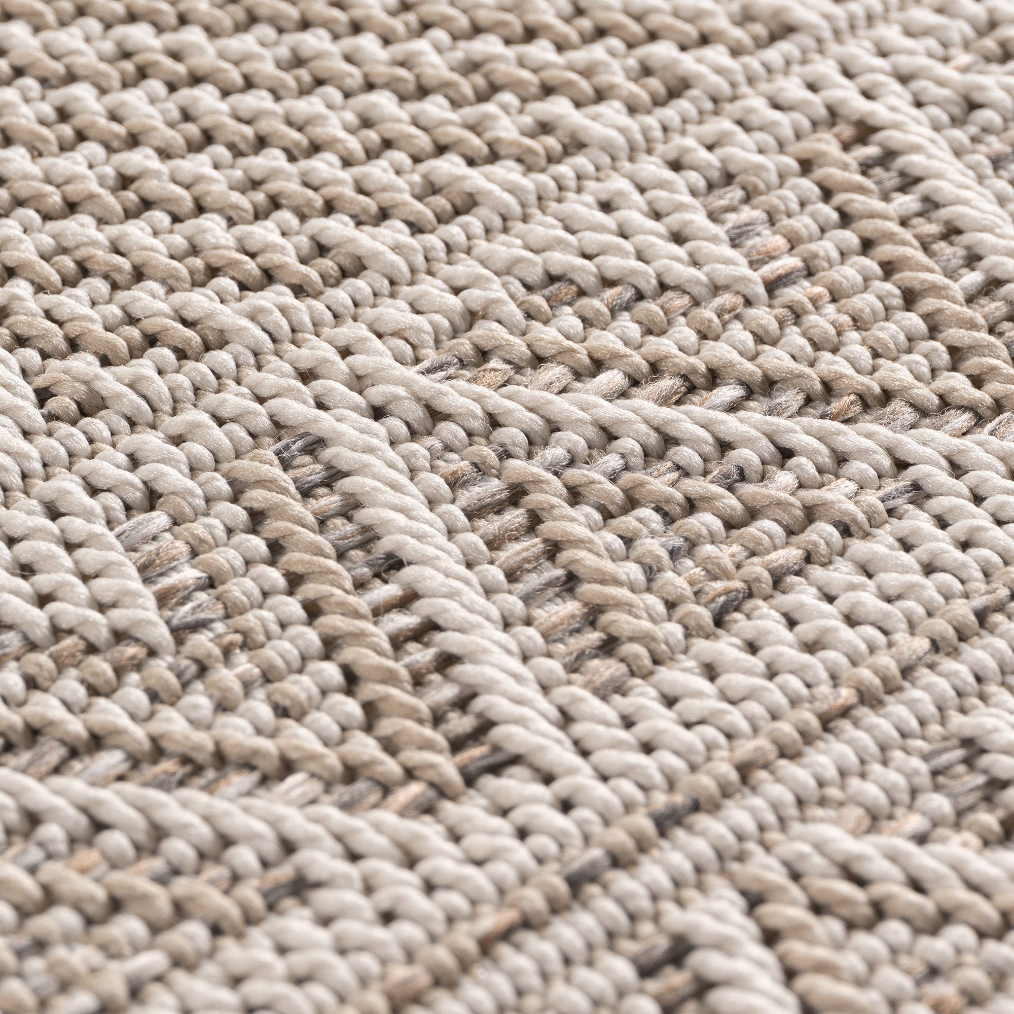 DESERT - Tapis rond intérieur/extérieur beige, design ethnique