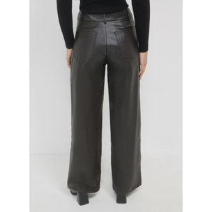 Pantalone wide leg effetto pelle