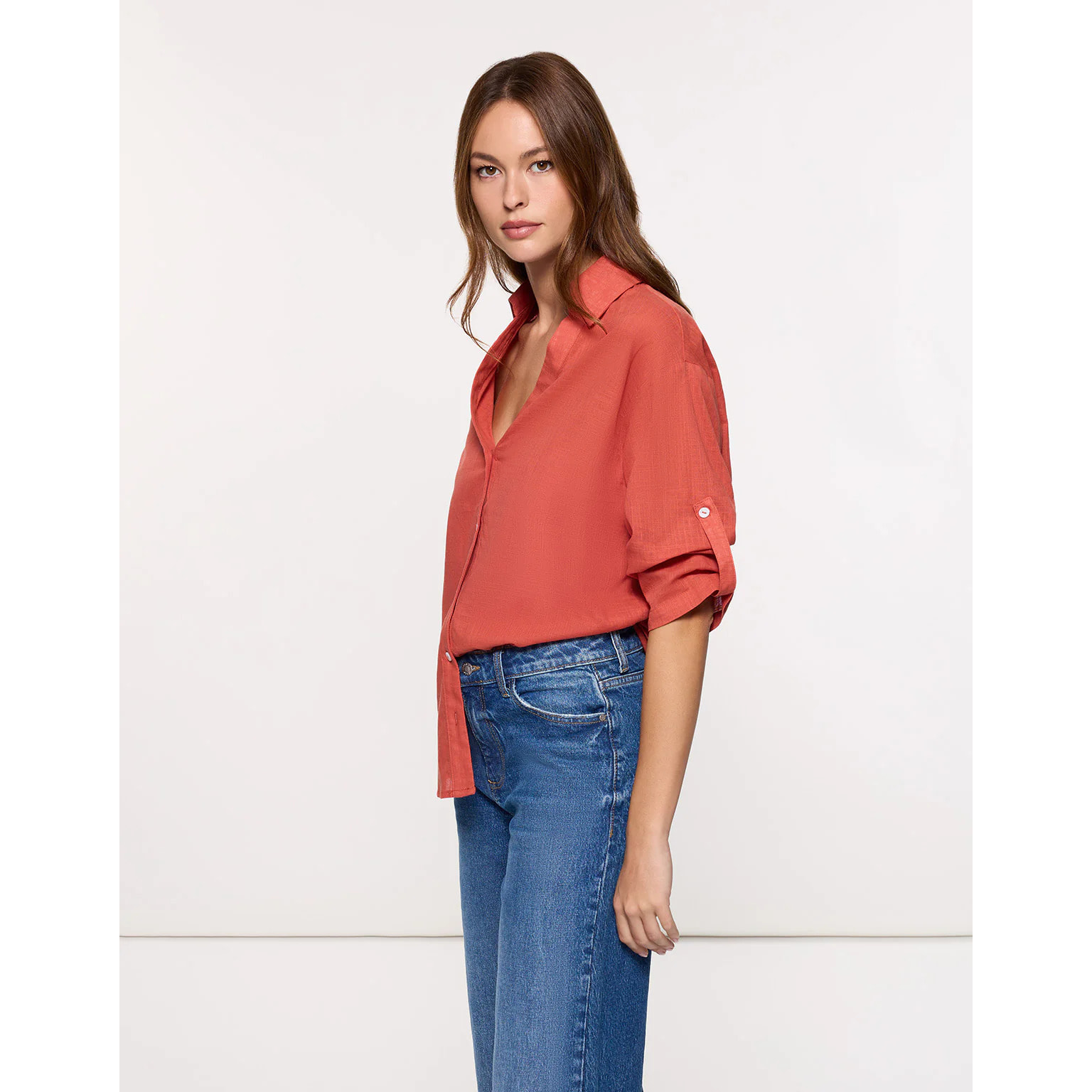 Camisa Manga Larga Rojo Teja - Astromi