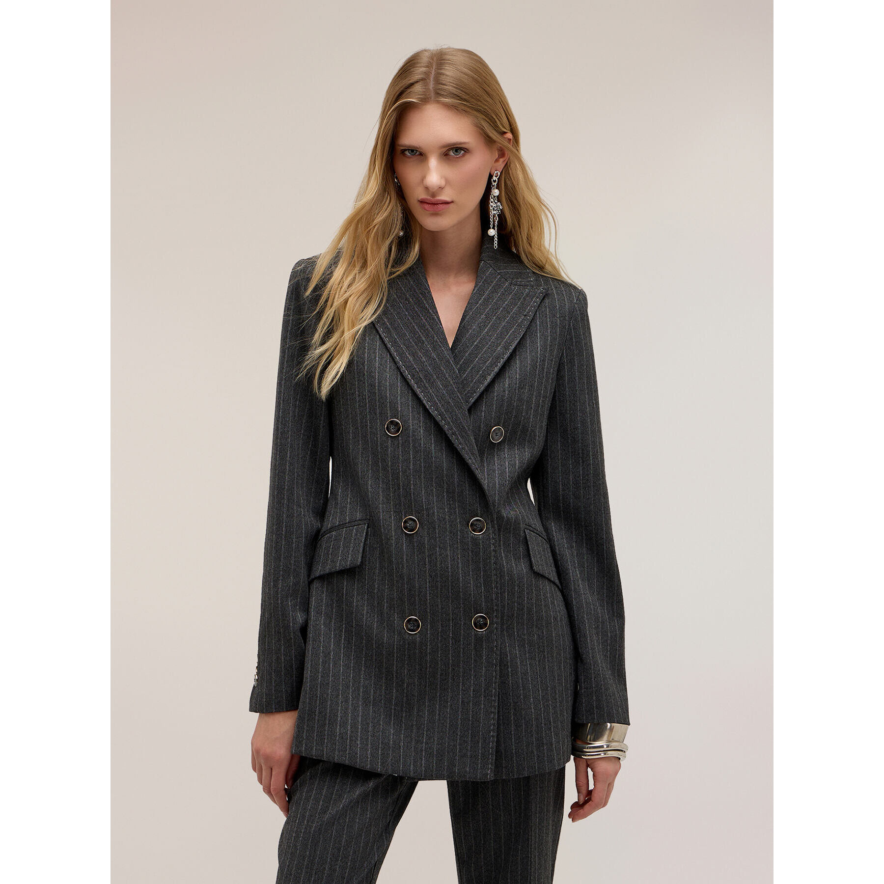 Motivi - Blazer doppiopetto gessato The Tailoring Lab - Grigio