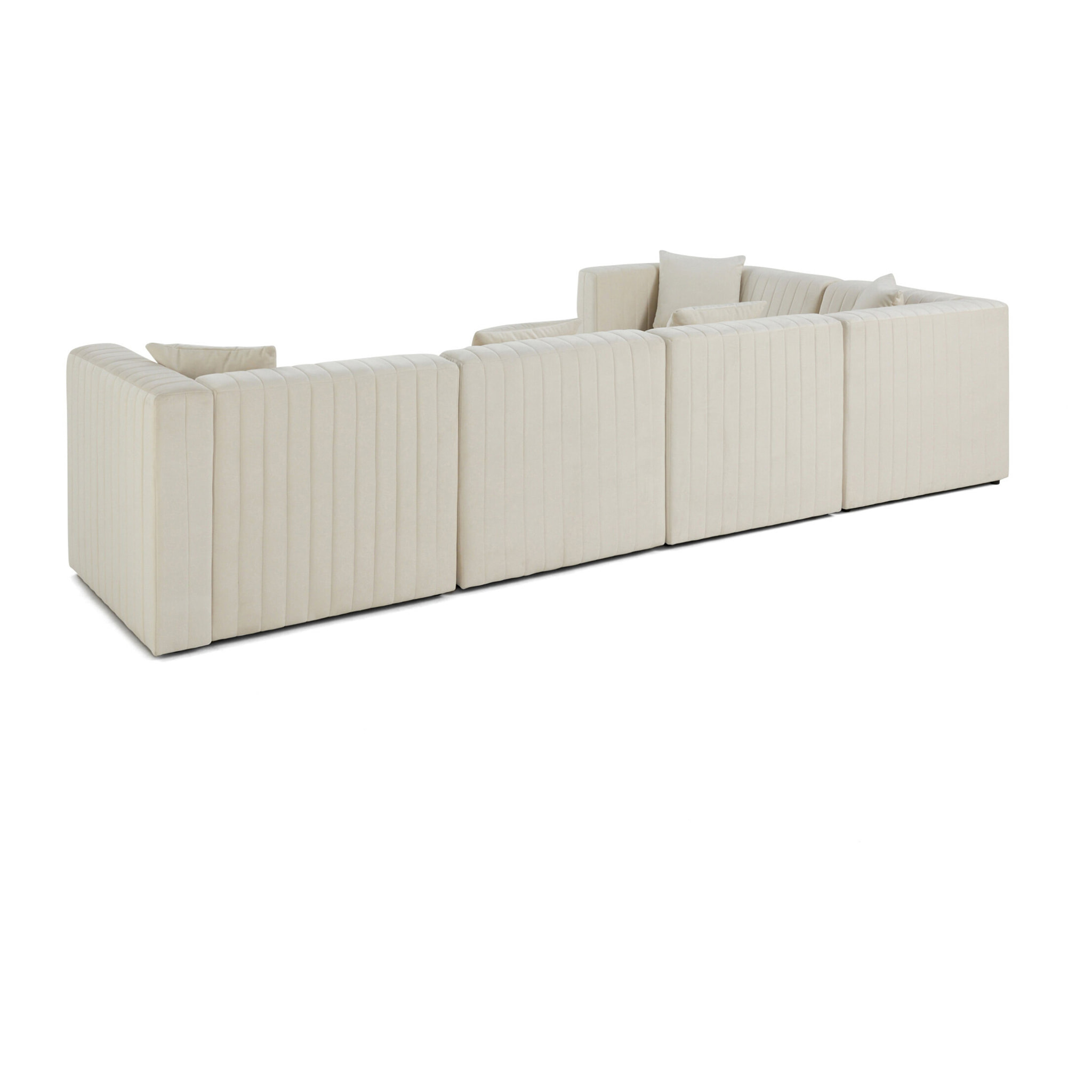 Nova - canapé modulable d'angle réversible - 6 places - en velours - Beige