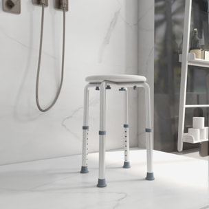 Taburete de Ducha, Silla Ducha Personas Mayores Antideslizante con Altura Regulable, Carga 135 kg, Taburete de Baño para Ancianos y Discapacitados, Blanco
