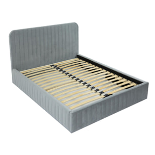 Stuart - lit coffre - 160x200 cm - sommier inclus - en velours - Gris