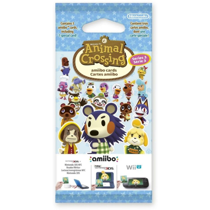 Pack cartes Amiibo NINTENDO 3 cartes Animal Crossing Série 3