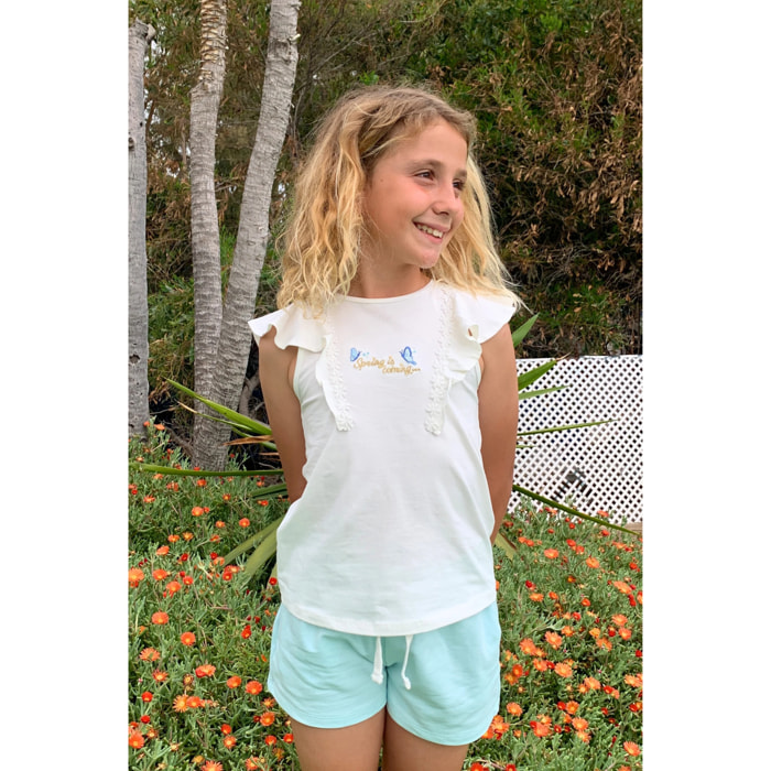 T-shirt Bambina Ecrù