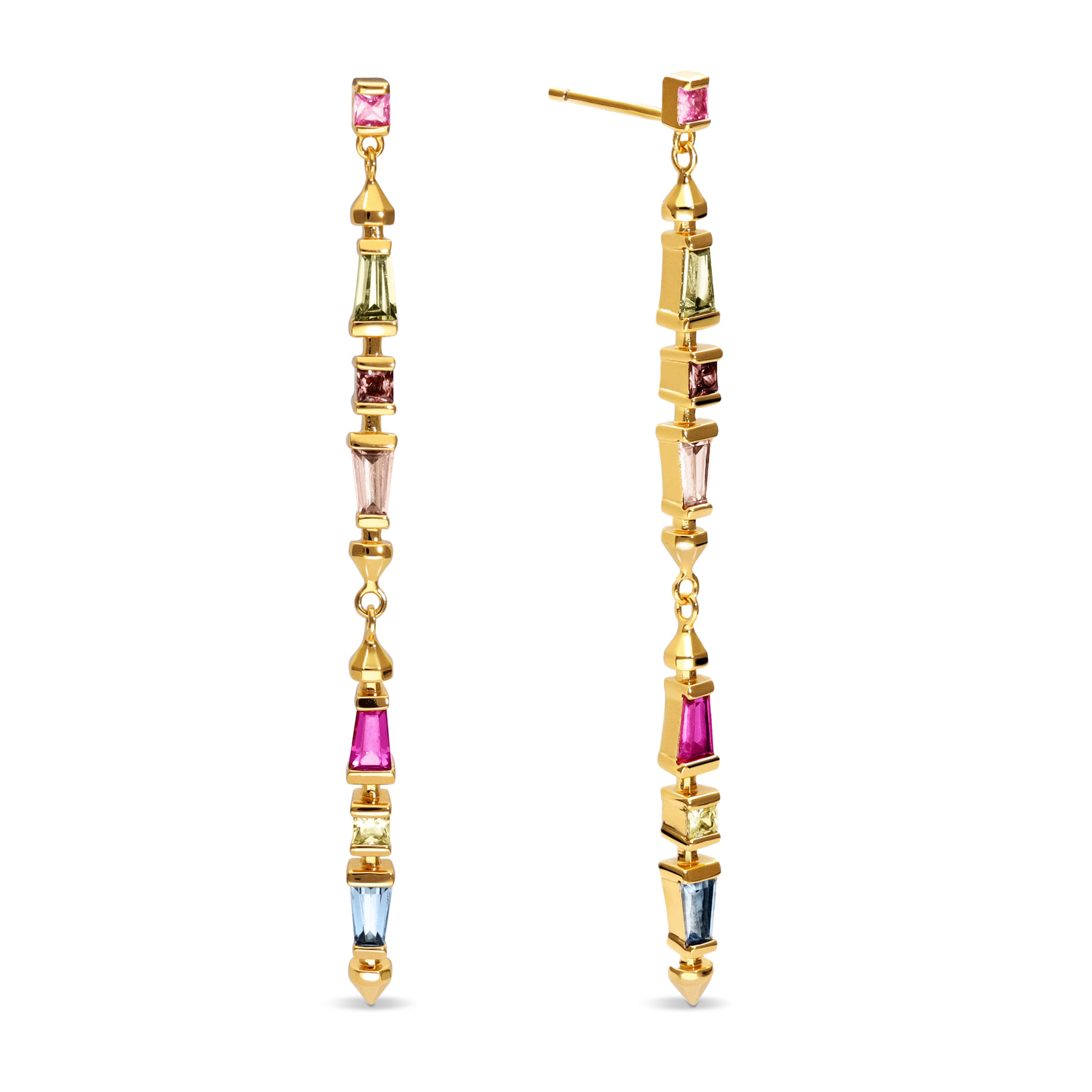 Pendientes Long Iris Colors Baño Oro