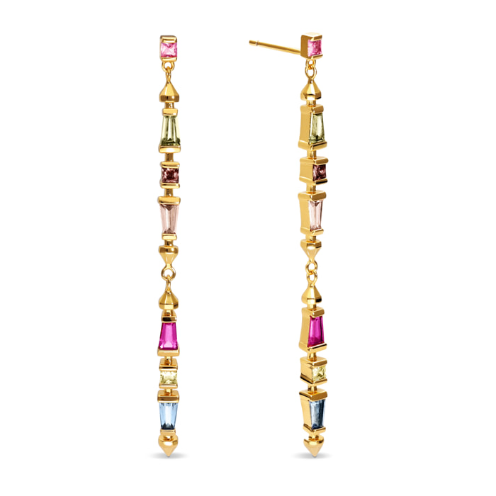 Pendientes Long Iris Colors Baño Oro