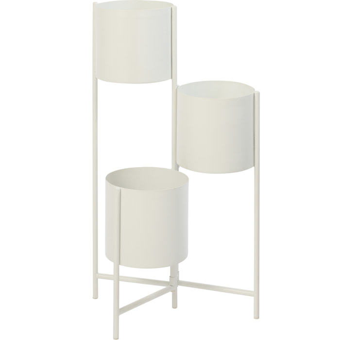 J-Line Cache-pot 3 pots  - métal - blanc