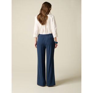 Oltre - Pantaloni palazzo in tessuto fluido - Blu