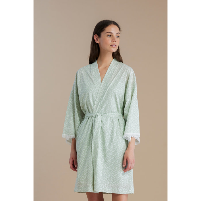 Vestaglia donna in cotone con manica 3/4 e cintura in vita articolo cherry bloom Noidinotte