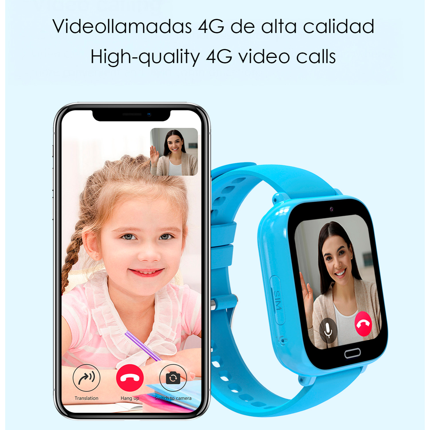 Smartwatch A10 4G, WIFI, LBS. Localización especial para niños, con cámara, función de rastreo, cerca virtual, llamadas SOS y video llamada.