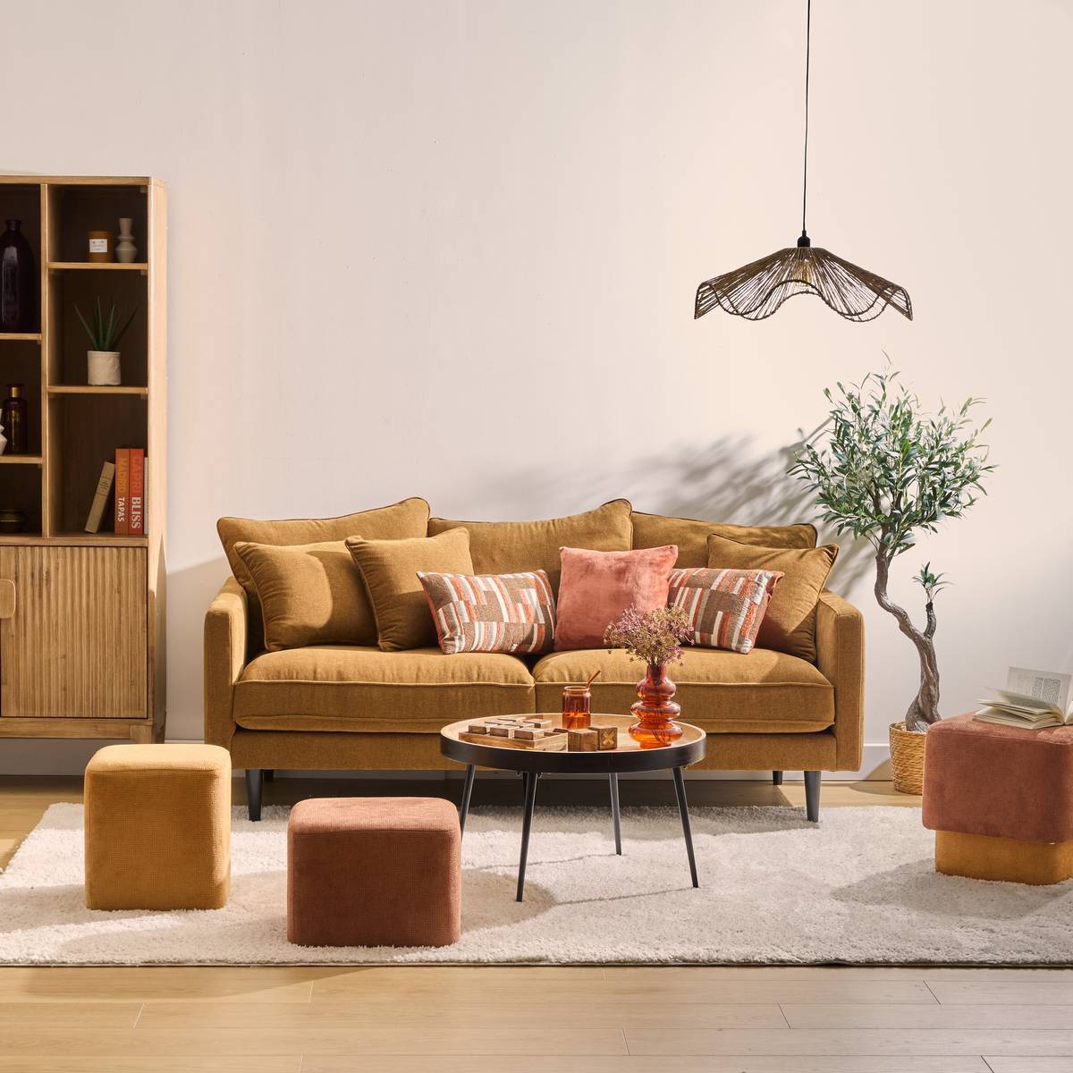 Canapé fixe Candice 3 places 194x96cm beige