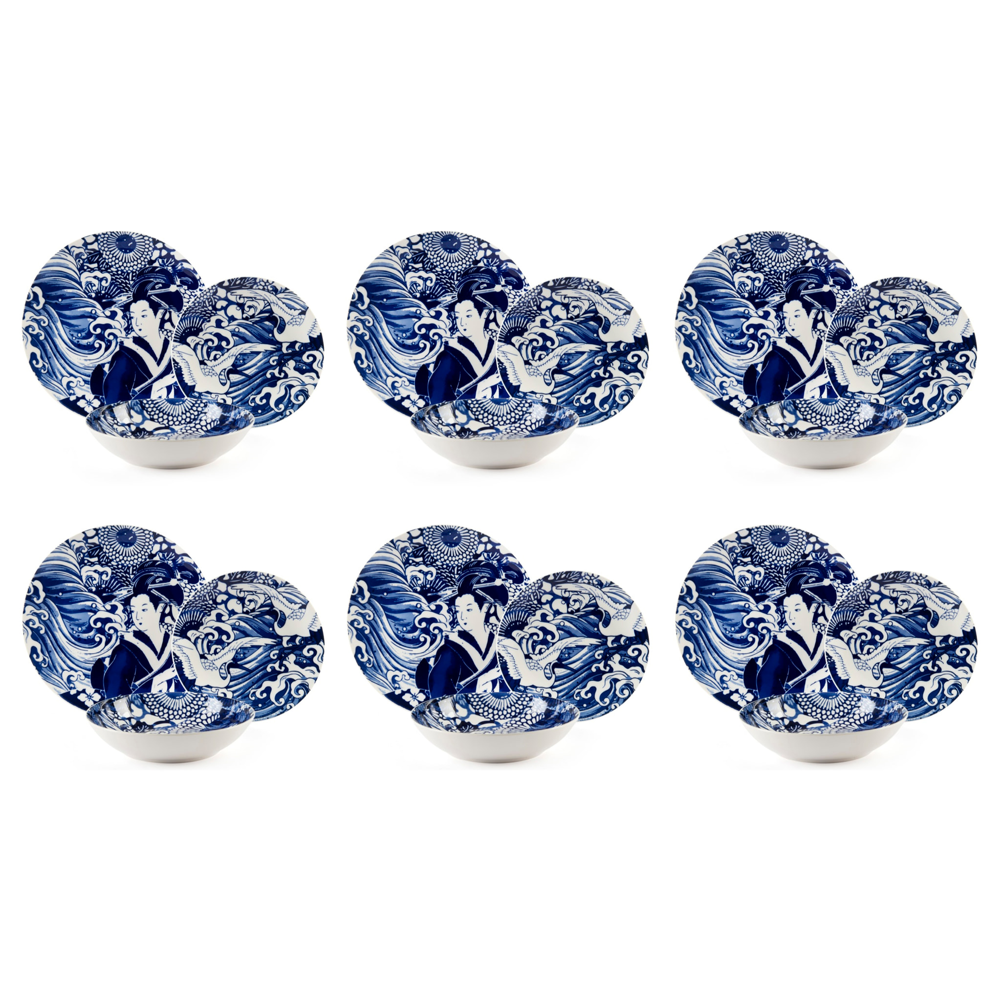 Service 18 Assiettes Excelsa – Kon, Porcelaine Bleue