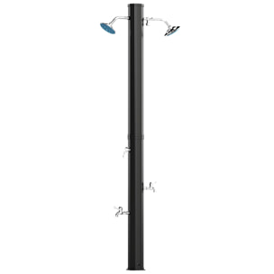 Ducha de Jardín Solar 35 L Ducha Solar Exterior con 2 Cabezales Giratorios Grifos de Pies y Agua Caliente Máximo 55 °C para Piscina Camping Patio 73x18x217 cm Negro