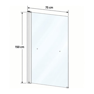 Pare bain relevable et pivotant 75x150cm KINEDO Columba 1 volet réversible avec porte serviette chromé