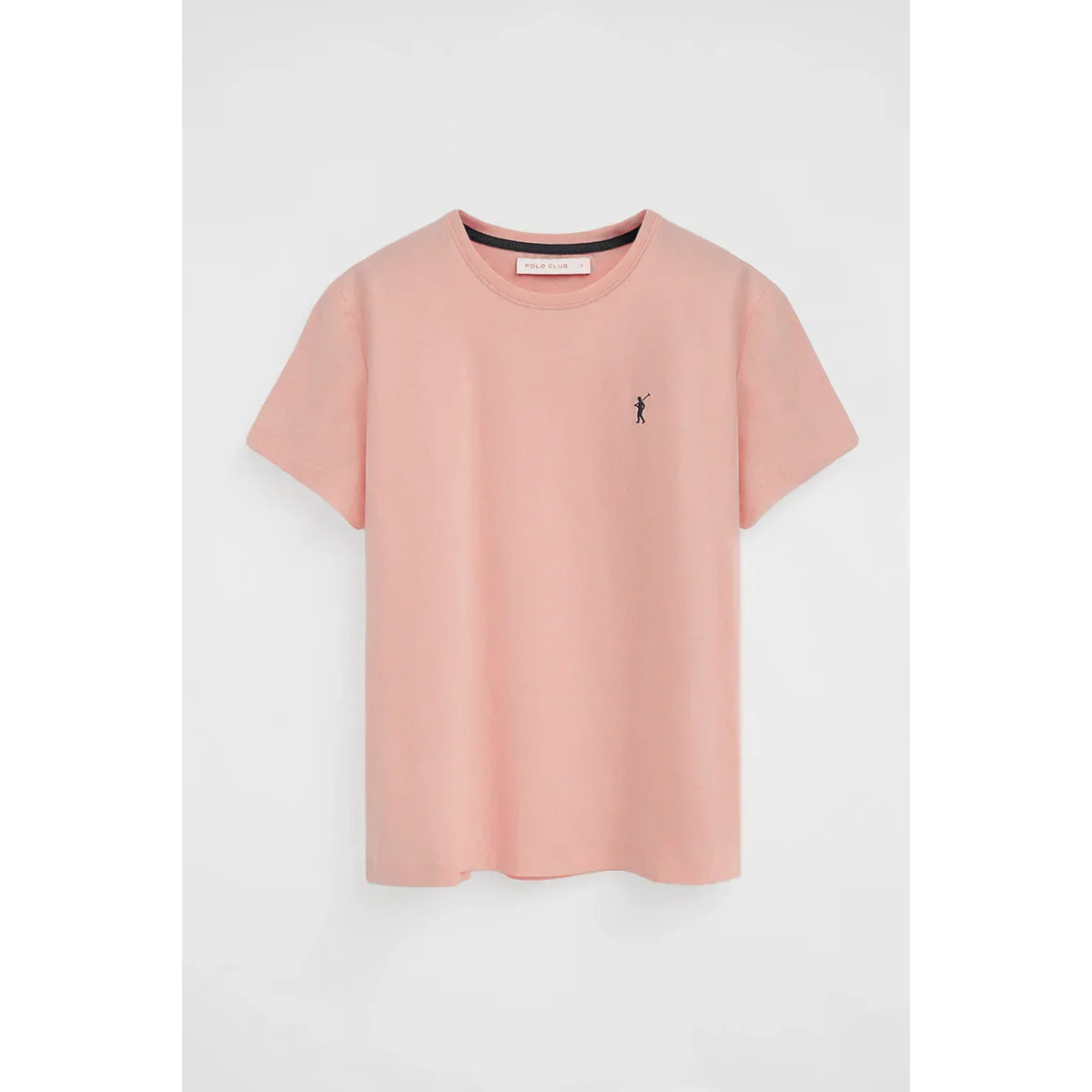 Camiseta rosa palo de manga corta y cuello redondo con bordado Rigby Go