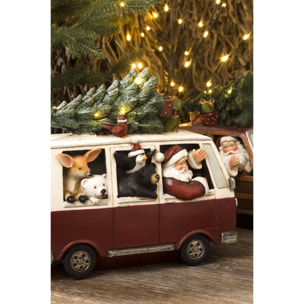 Babbo Natale Su Van Con Luci. Altezza 27 Cm - Pezzi 1 - 30X27X14cm - Colore: Rosa - Bianchi Dino - Articoli Natalizi