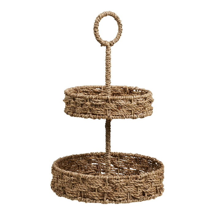 Vassoio Rifbjerg a 2 ripiani in seagrass naturale intrecciato ø25 cm