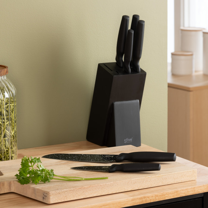 Bloc 6 couteaux noir