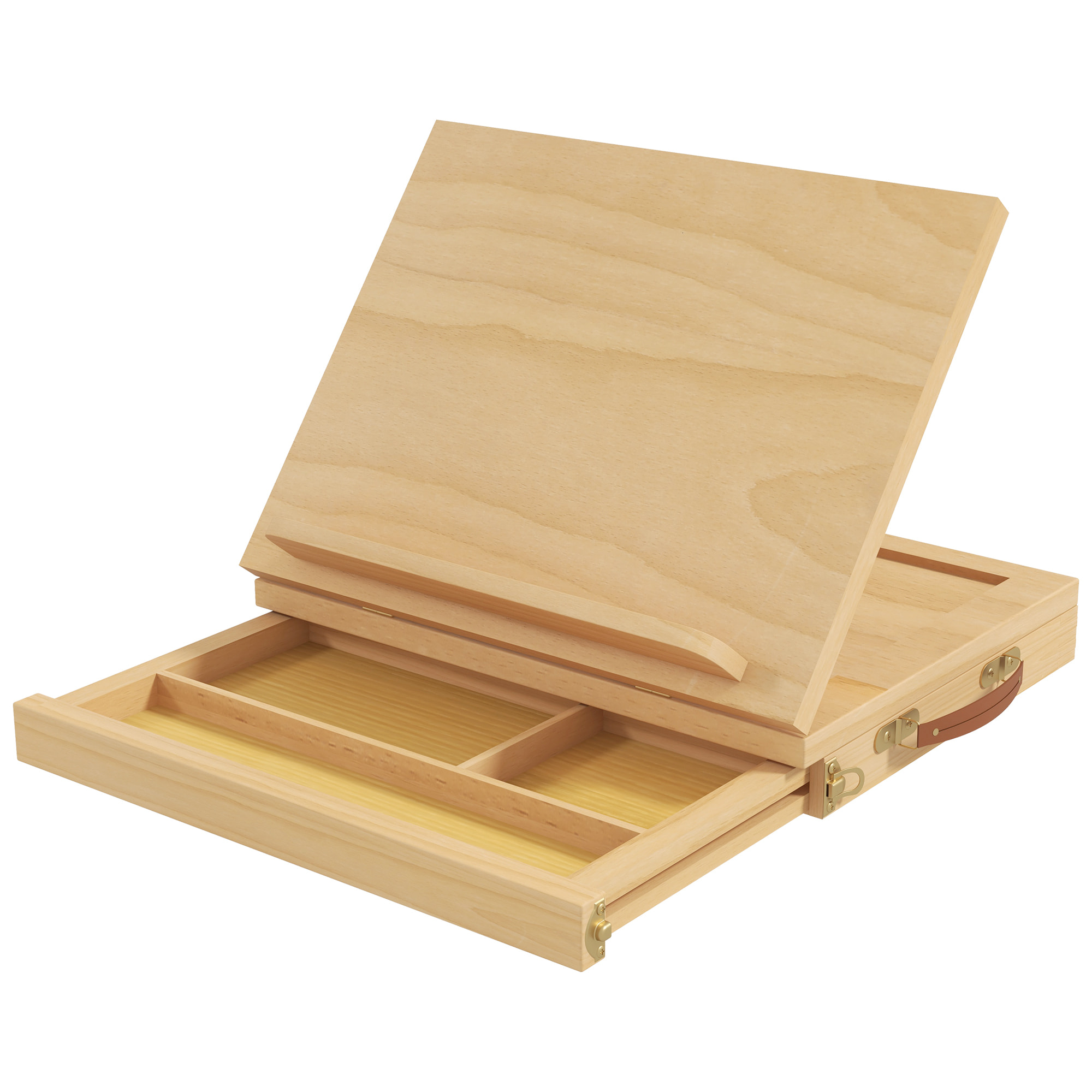 Caballete de Mesa Ajustable Caja de Caballete de Madera de Haya con Cajón de Almacenamiento Tablero de Dibujo y Bocetos Plegable para Adultos Principiantes Artistas 33,5x26x26 cm Natural