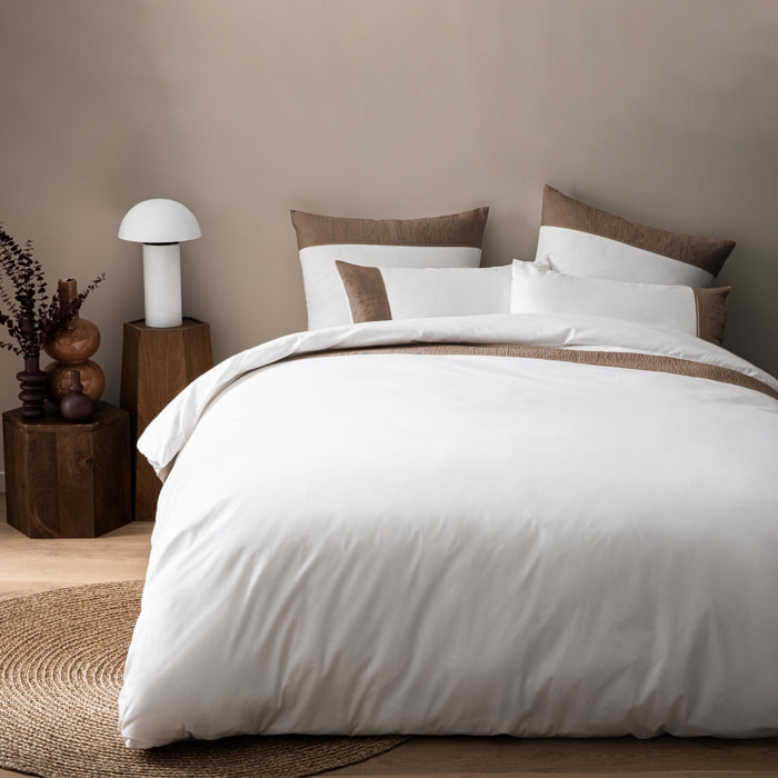 Housse de couette unie en percale de coton BIO, PLISSE TENDANCE
