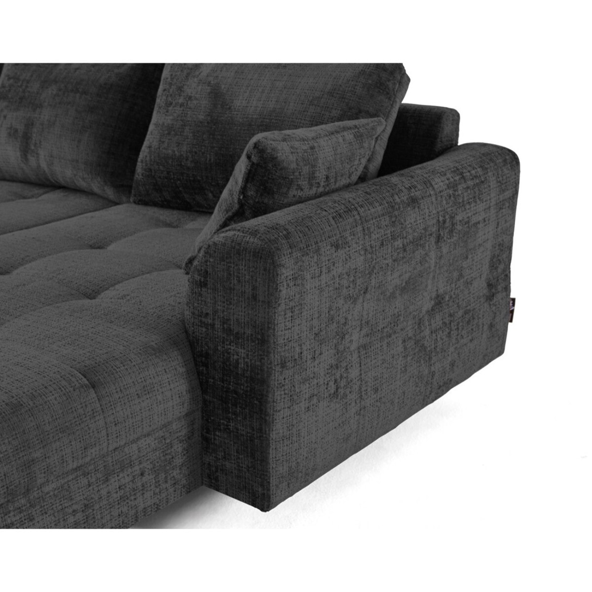 Rune - canapé panoramique d'angle gauche 7 places en velours texturé - Gris Anthracite