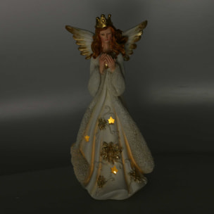 Angelo in resina oro con led cm14,5x14,5h31