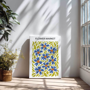 Tableau floral bleu et vert style moderne décoratif Toile imprimée