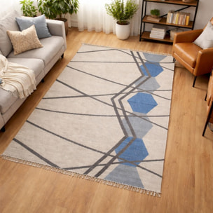 Tapis kilim fait à la main en laine motif géométrique