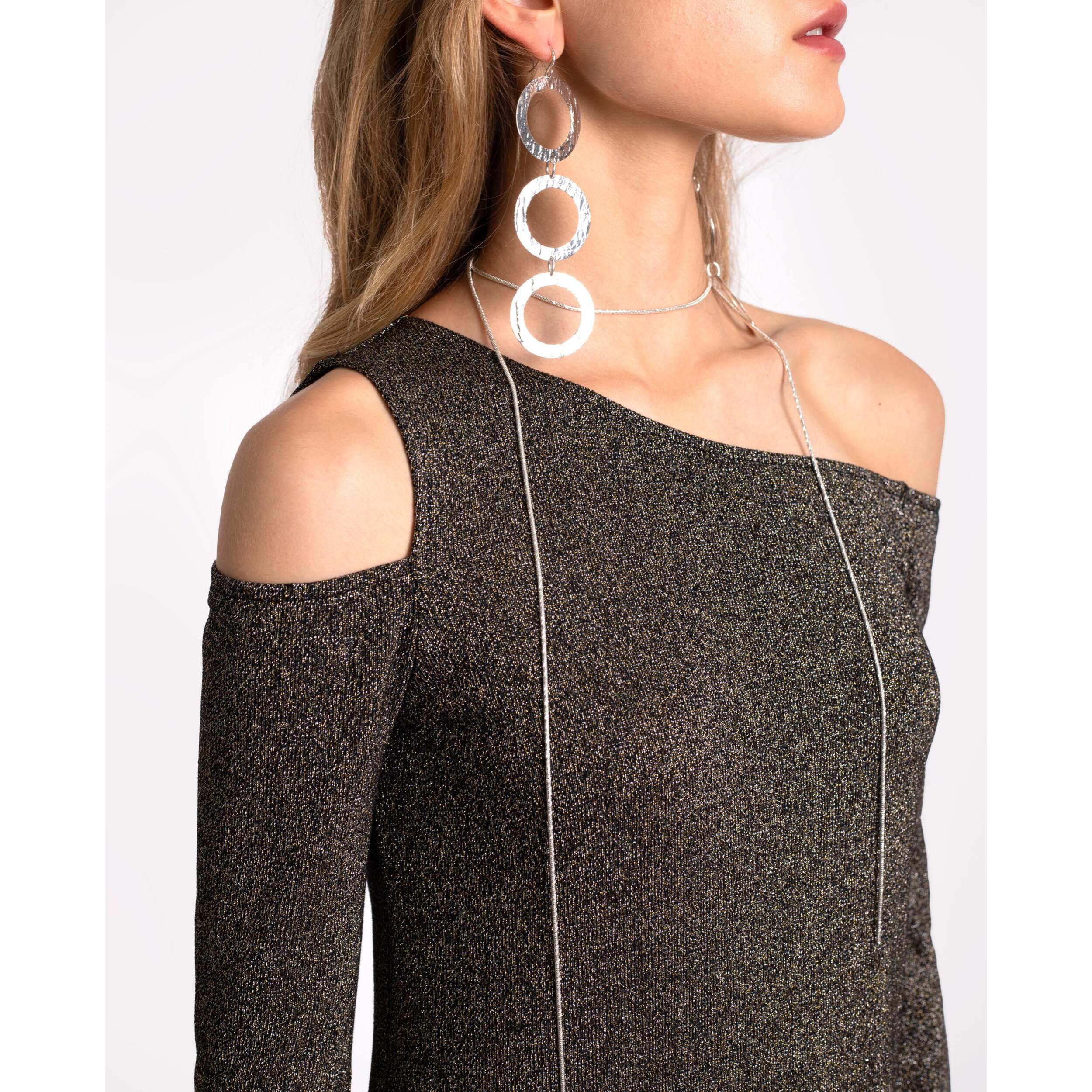 Vestido largo de punto con brillo