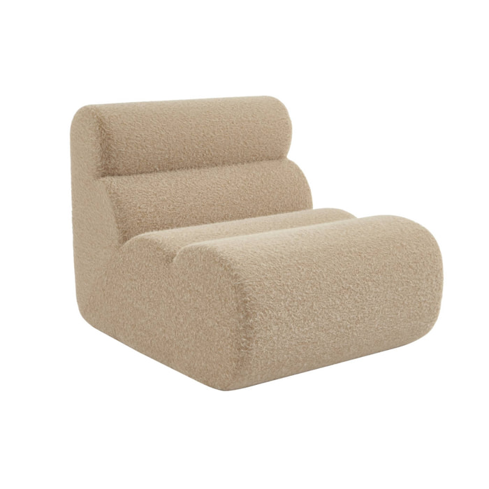 Chauffeuse tissu effet alpaca beige 1 place - L 81 x P 99 x H 75cm - Nova