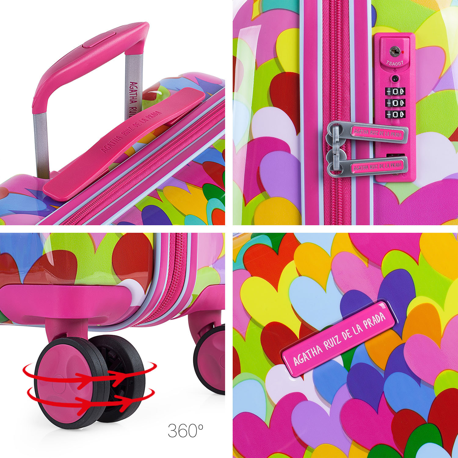 Maleta Cabina Agatha Ruiz De La Prada Corazones Fucsia