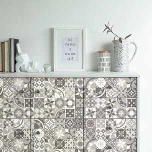 Sticker carrelage - Ambiance Sticker - 60 CARREAUX DE CIMENT MEUBLE AUTHENTIQUES VARMA - 20x20cm