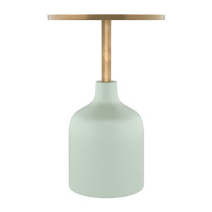 Table d'appoint ronde en métal  vert d'eau et laiton D40 cm - Lyne
