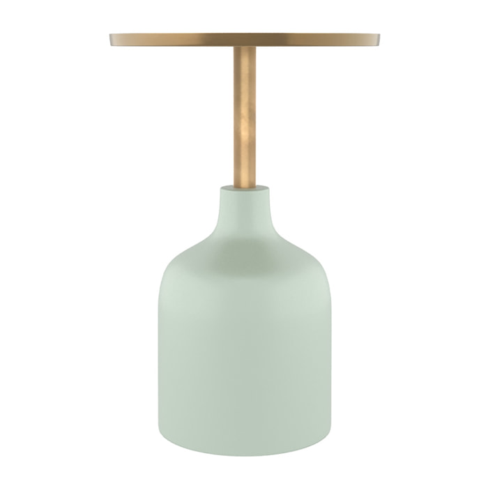 Table d'appoint ronde en métal  vert d'eau et laiton D40 cm - Lyne