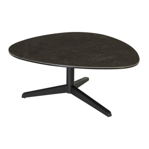 Table basse design en céramique noire et métal L84 cm LEWA