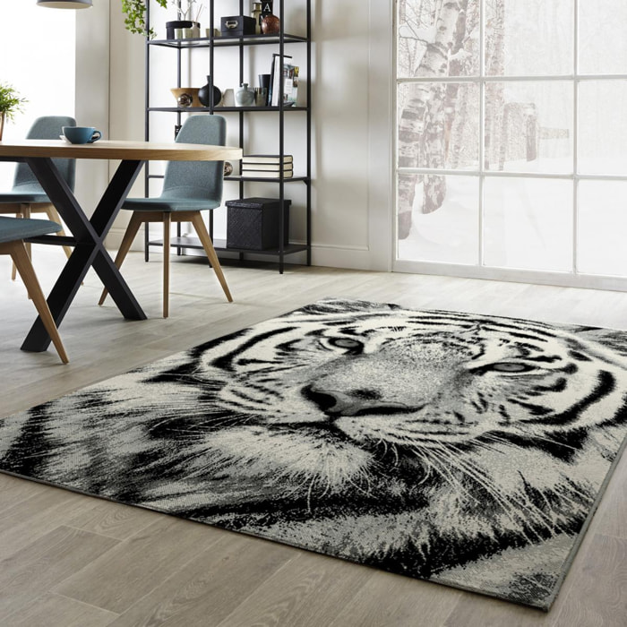 Tapis salon et chambre tissé motif animaux RACU