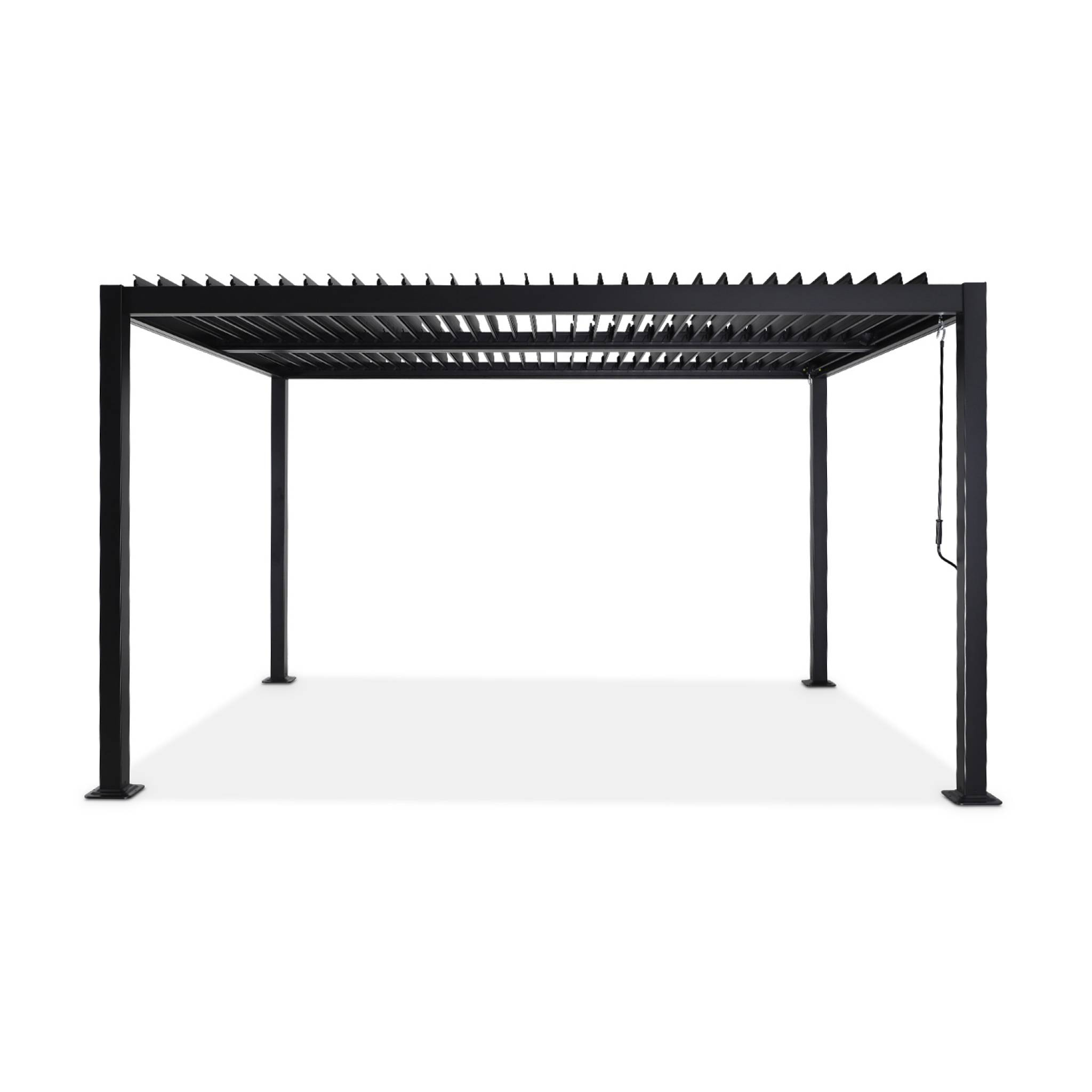 Pergola bioclimatique noir. aluminium et acier. 3x4m. lames orientables