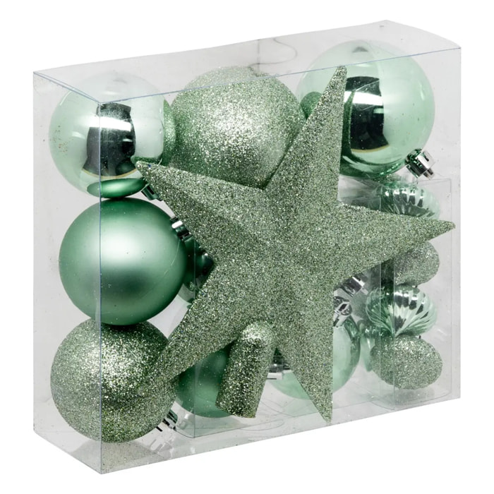 Kit de 18 Boules de Noël vert amande