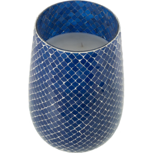 J-Line bougie parfumée Mia Mosaique - Juniper Love - verre - bleu - large - 230H
