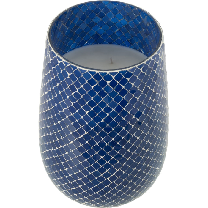 J-Line bougie parfumée Mia Mosaique - Juniper Love - verre - bleu - large - 230H